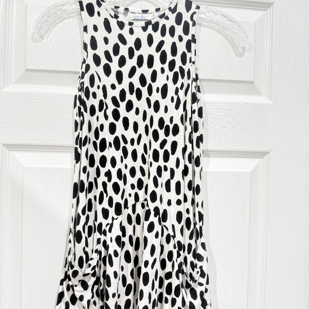 Fighting Eel Ava Sky girls black dot dress sz 6